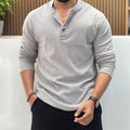 Henley Neck Regular Fit Pure Cotton T-shirt - Grey