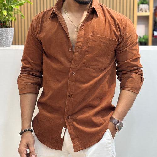 Corduroy Shirt for Men | Rust Brown