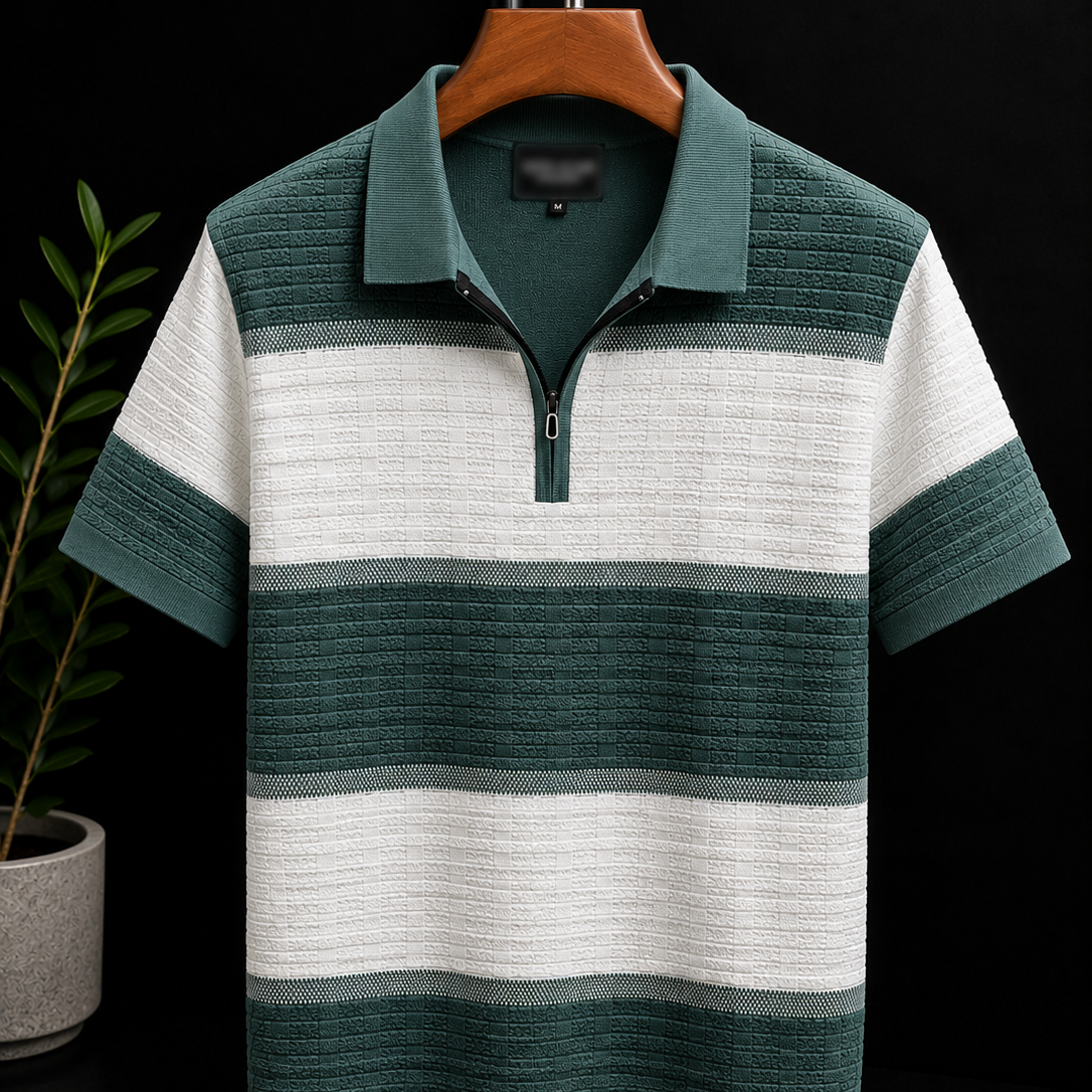 Textured Zip Polo T-Shirt for Men
