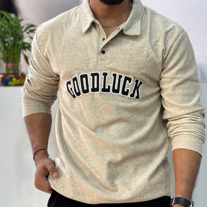 Goodluck full sleeve Tshirt Beige