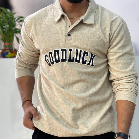 Goodluck full sleeve Tshirt Beige