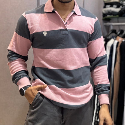 Pink Full Sleeve Collar T-shirt