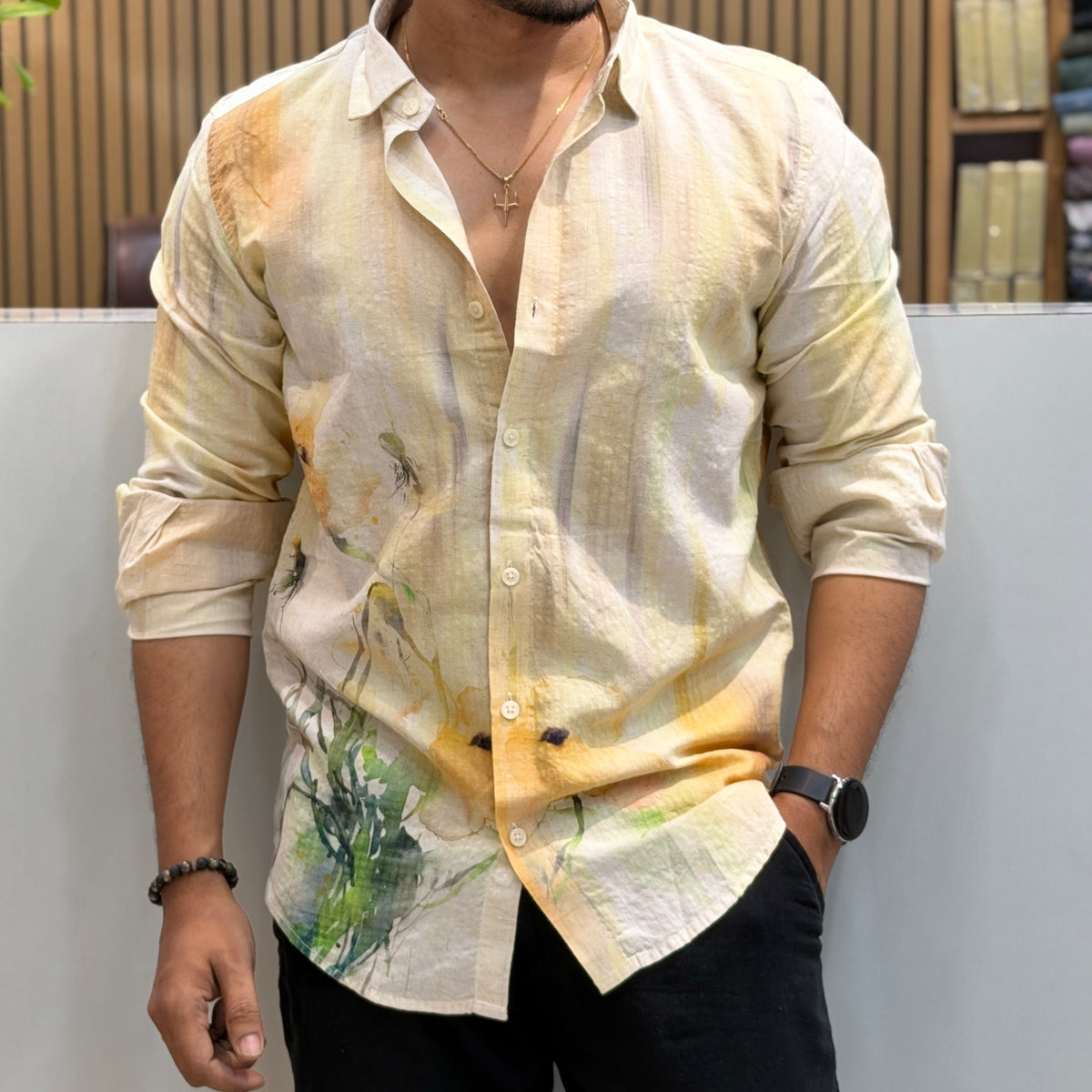 Abstract Watercolor Printed Shirt