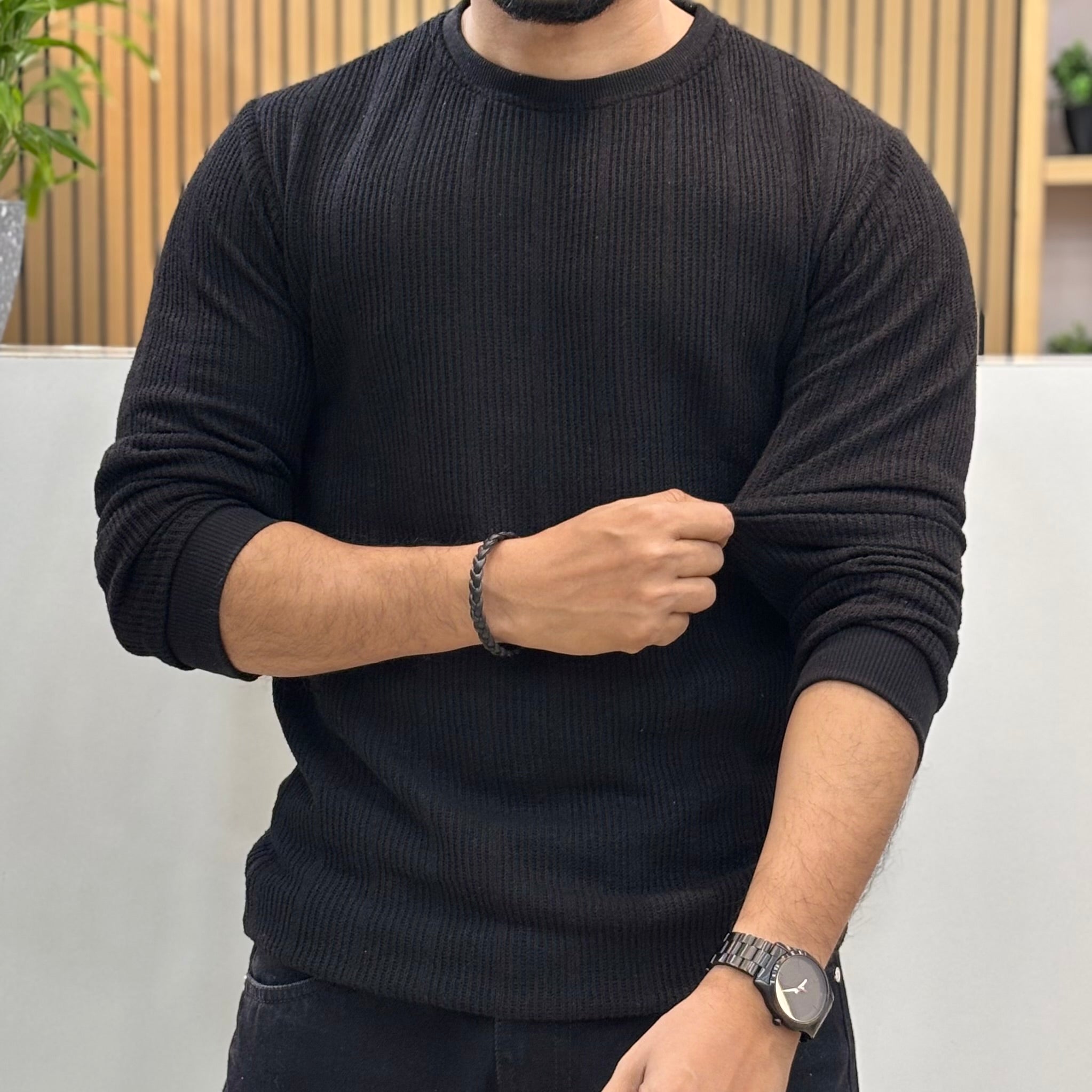 Premium Knit Crew Neck Tshirt - Black