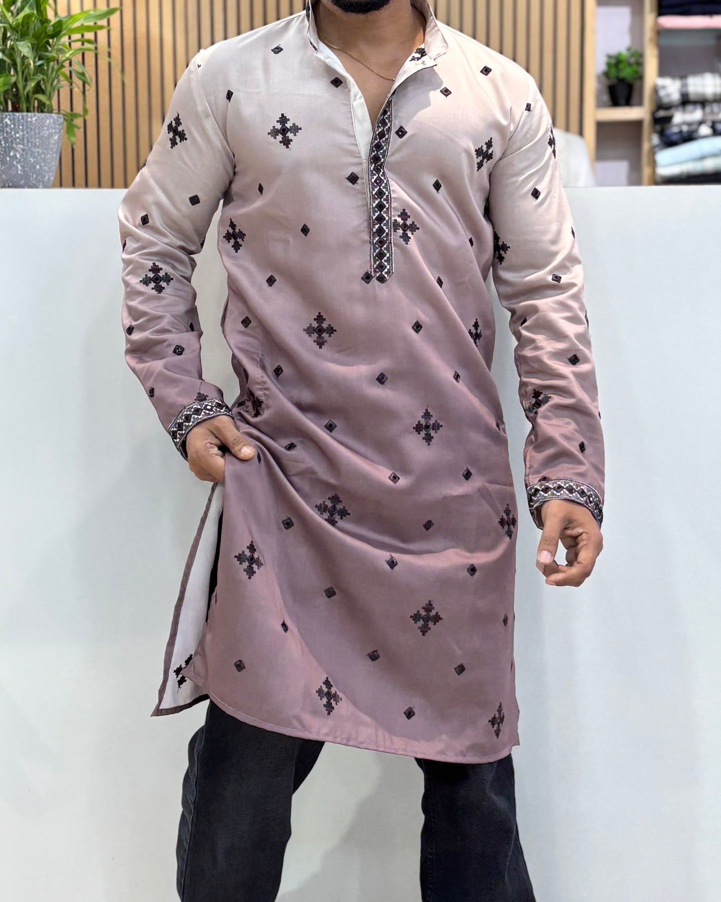 Premium Dual-Tone Embroidery  Kurta