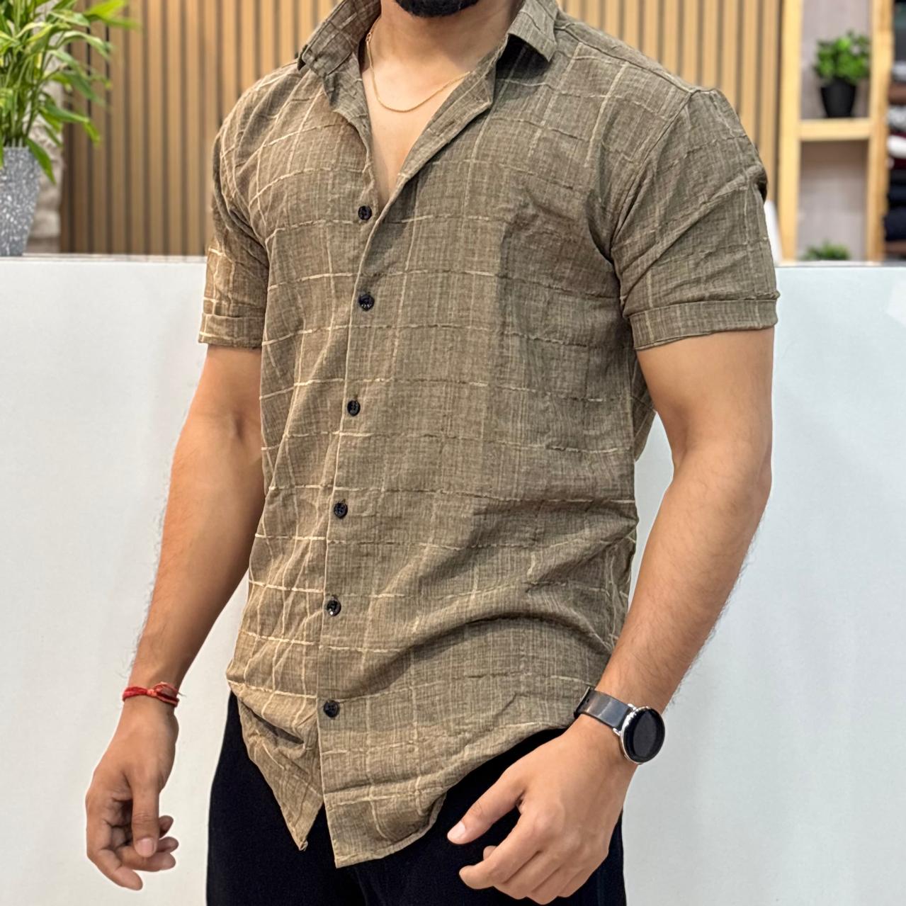 Linen Checks Half Sleeve Shirt