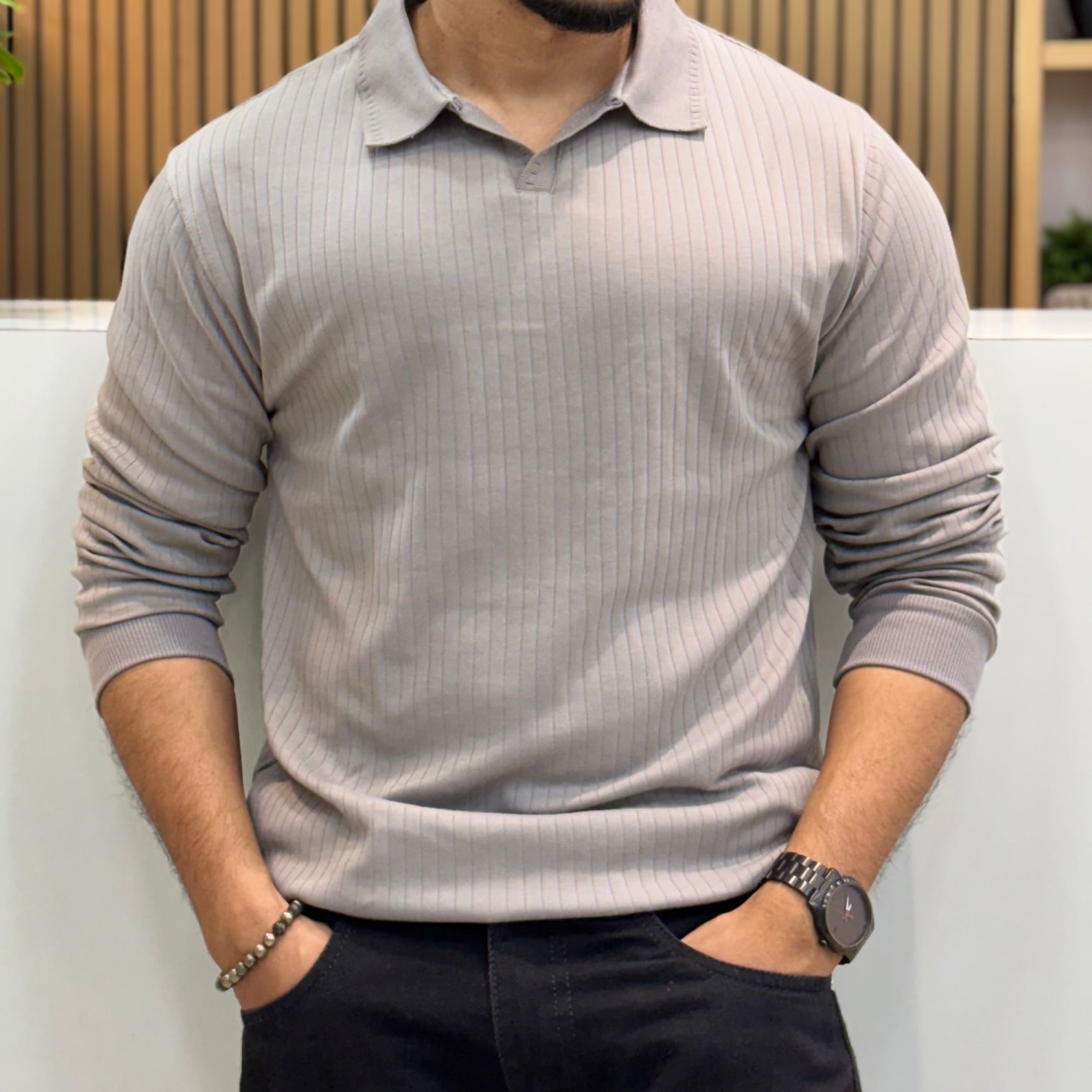 Grey Old Money Polo T-Shirt