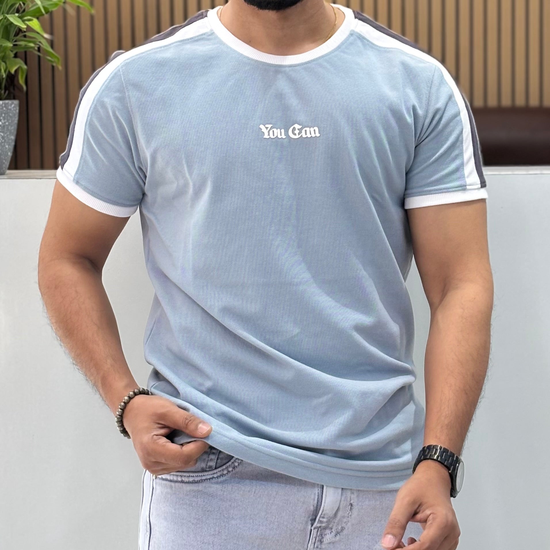 Contrast Sleeve T-Shirt Ice Blue