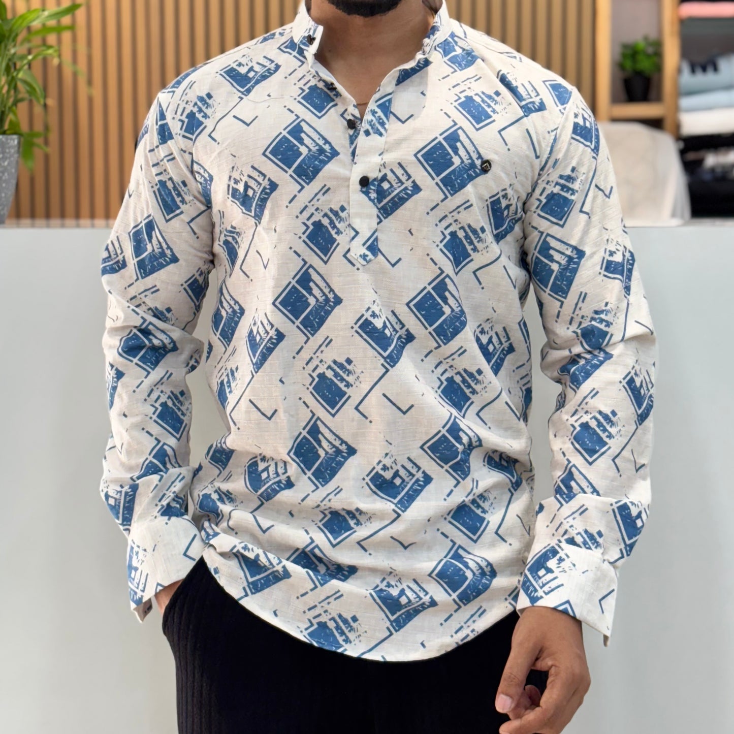 Digital Print Short Kurta Blue