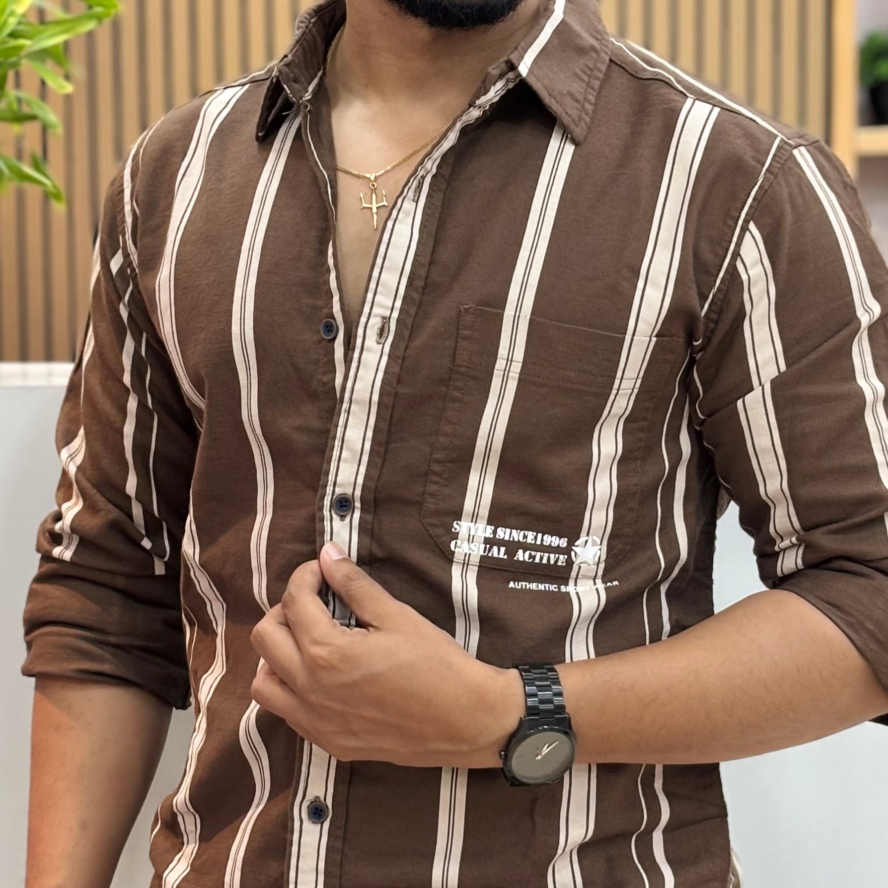 Vertical Stripe Casual Shirt