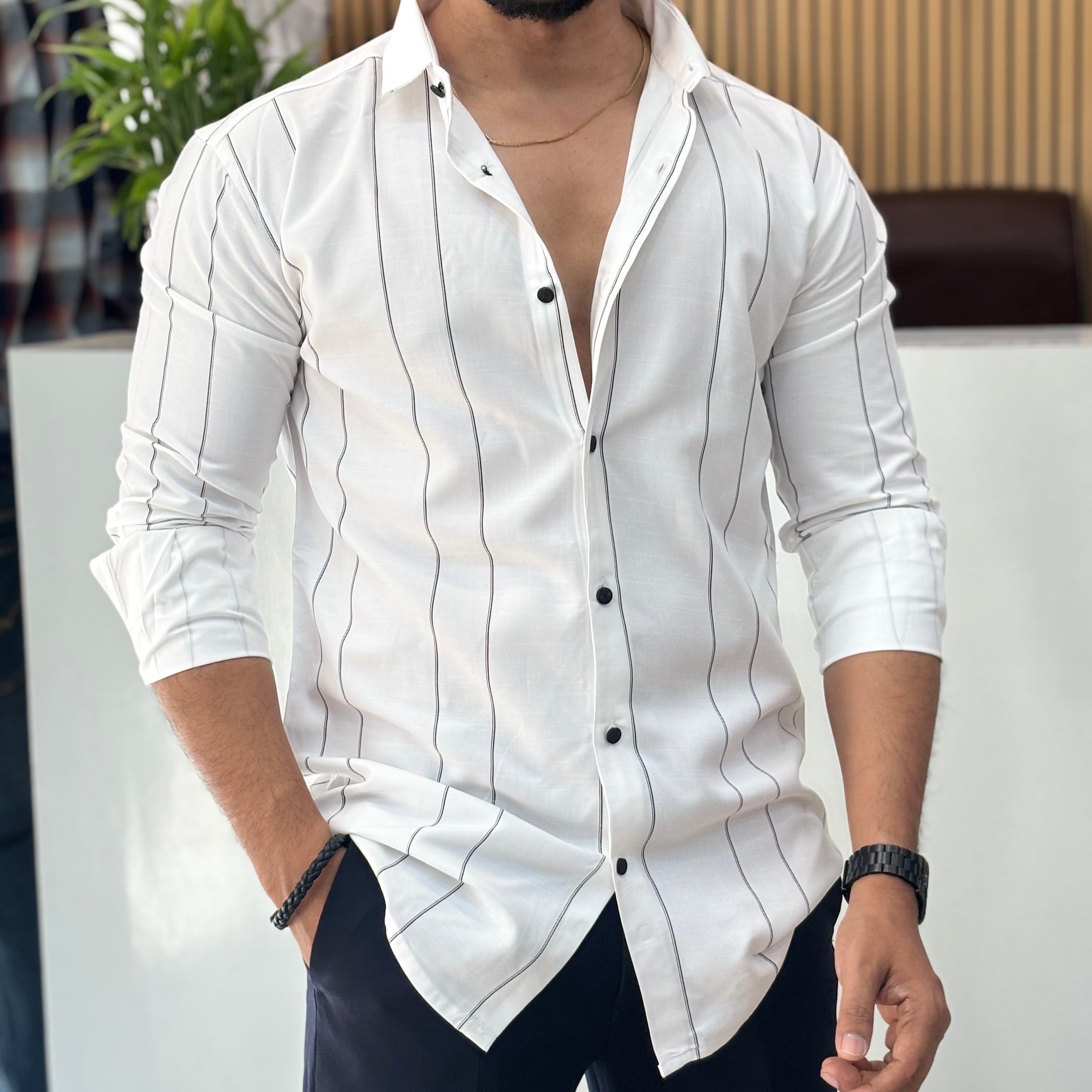 Premium White Stripe Shirt for Men