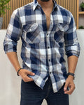 Indigo Plaid Casual Shirt