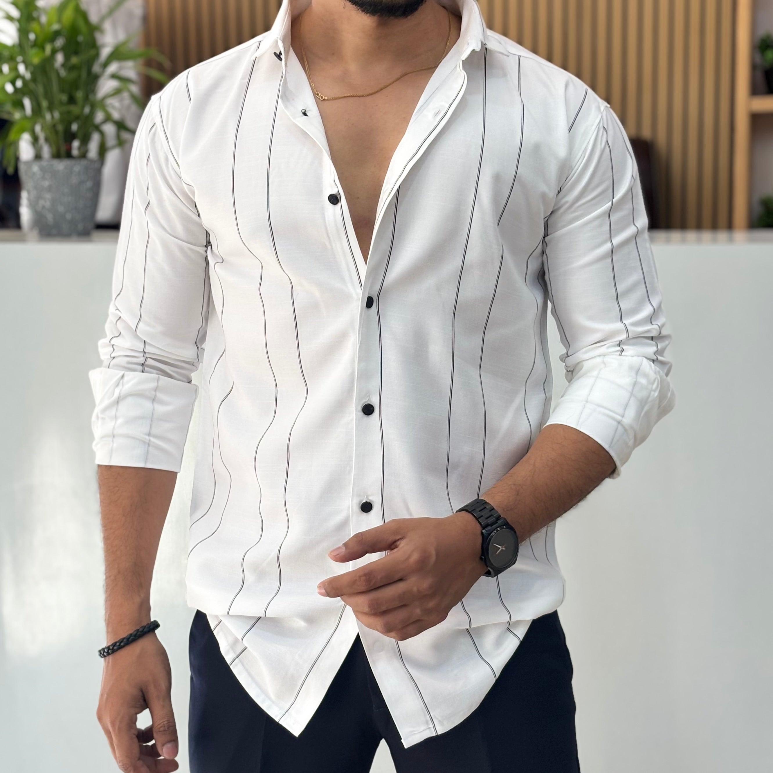 Premium White Stripe Shirt for Men