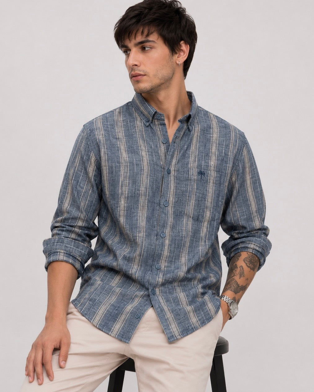 Premium Linen Stripe Shirt for Men