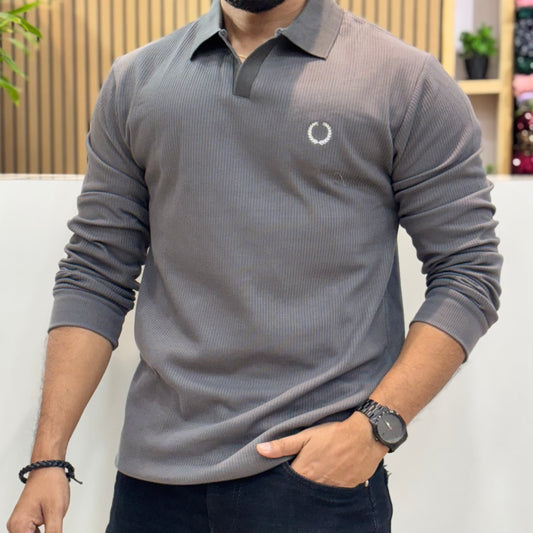 Full Sleeve Polo T-Shirt Grey