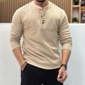 Henley Neck Regular Fit Pure Cotton T-shirt - Cream
