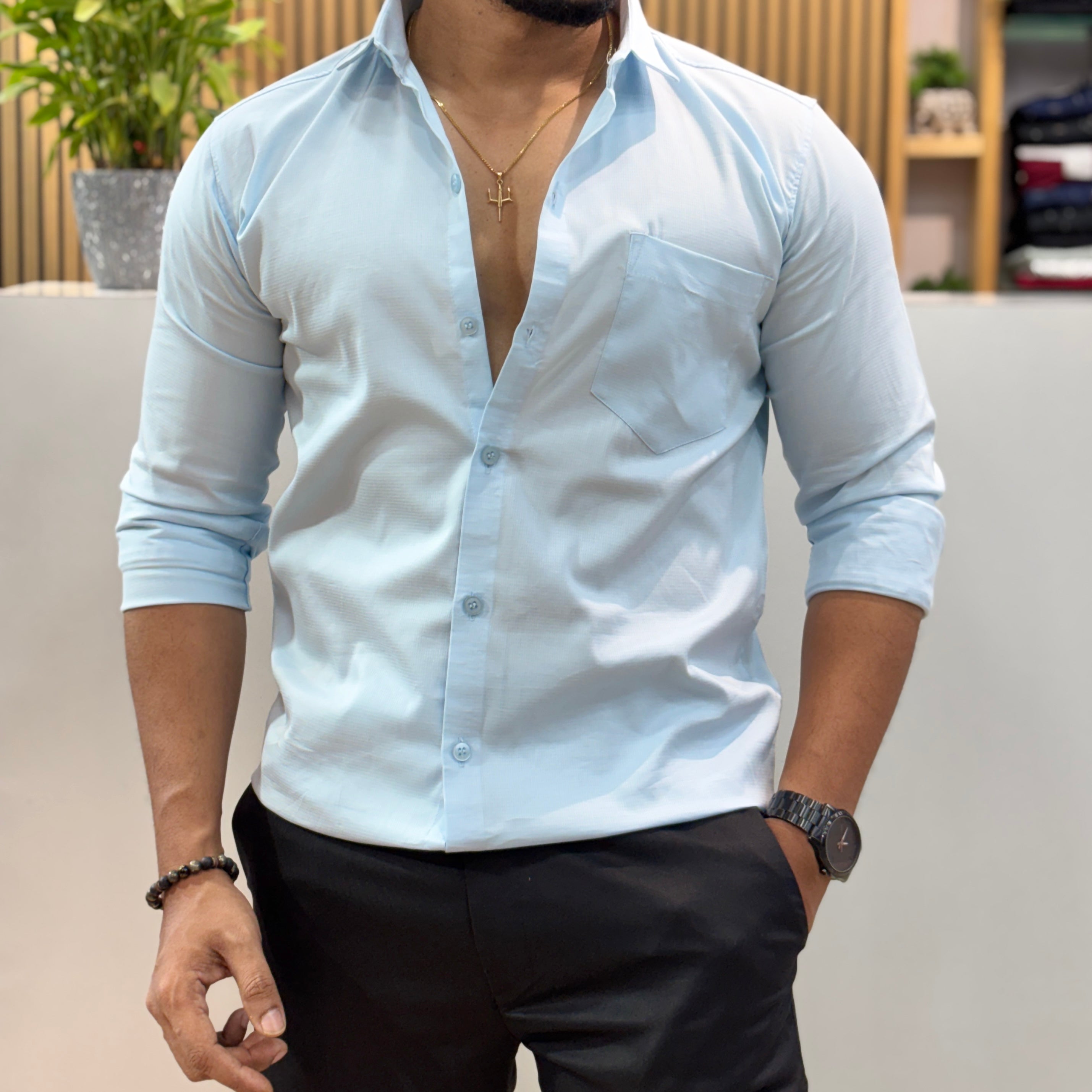 Men’s Solid Shirt Sky Blue