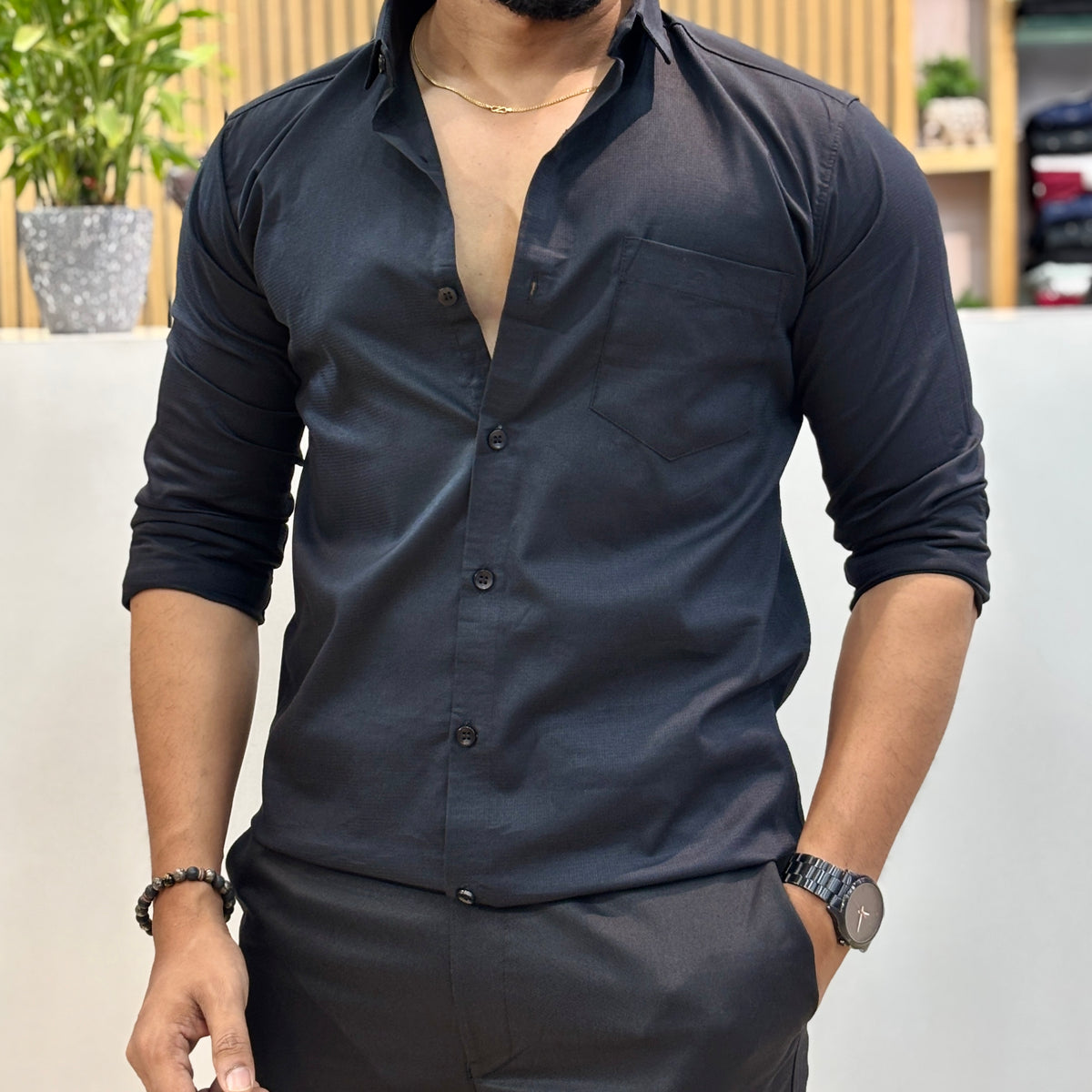 Men’s Solid Shirt Black