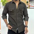 Corduroy Shirt Charcoal Olive