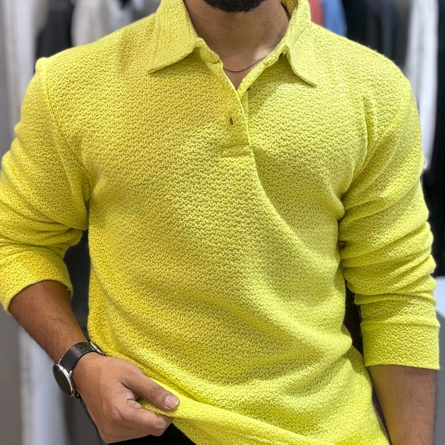 Neon Full Sleeve Collar T-shirt