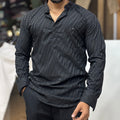 Black Self Texture Short Kurta