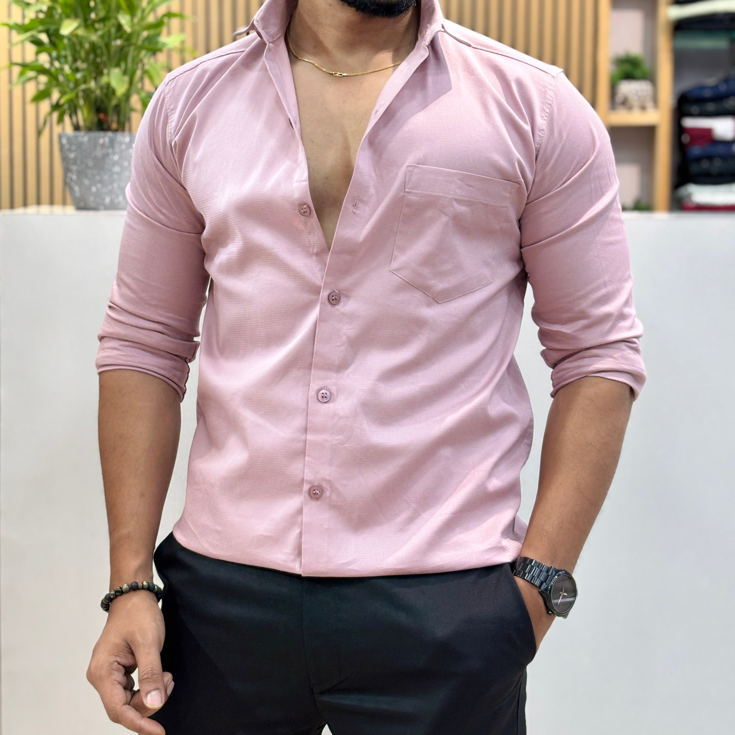 Men’s Solid Shirt Dusty Pink