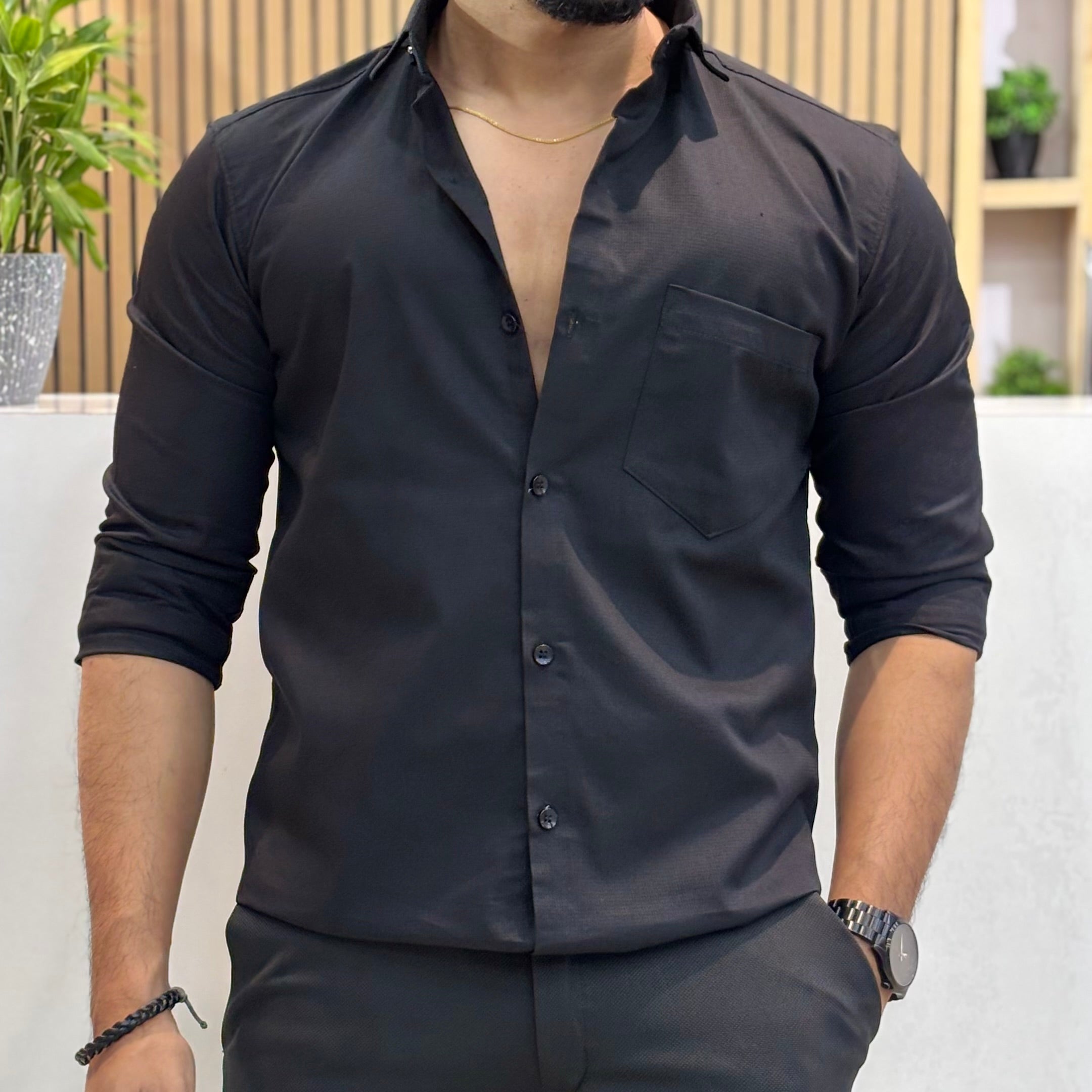 Premium Men’s Solid Shirt Black
