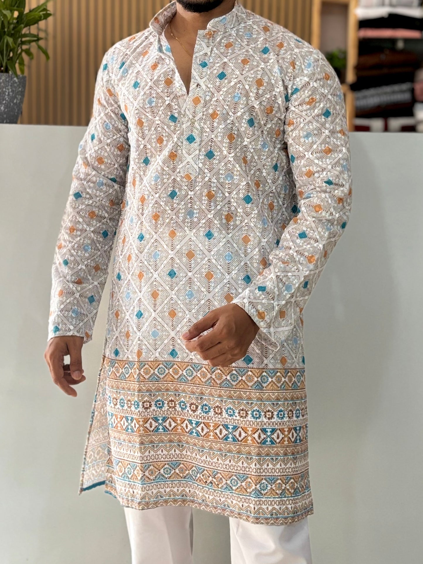 Cotton Kurta With Crochet & Ethnic Digital Print