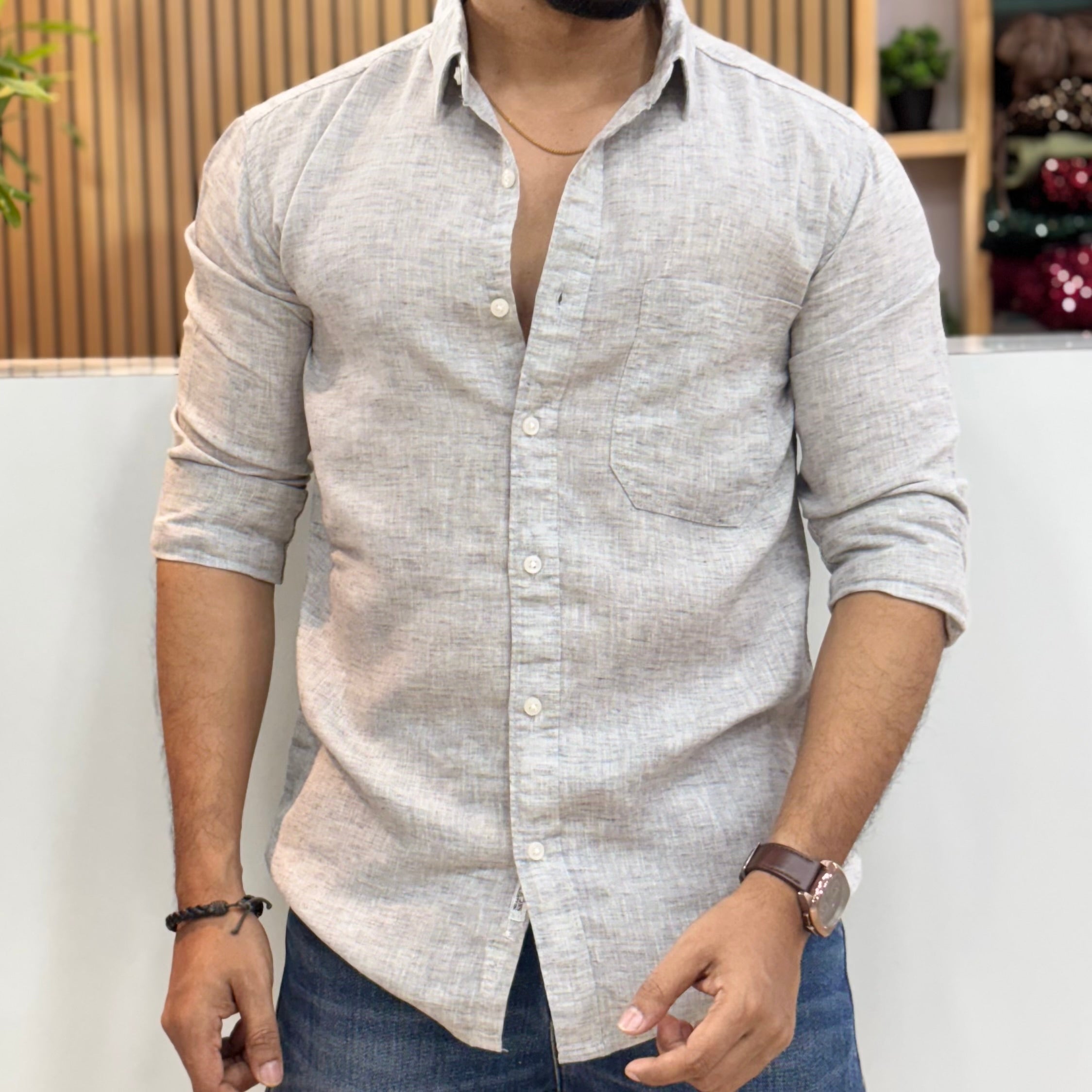 Classic Linen Shirt Grey