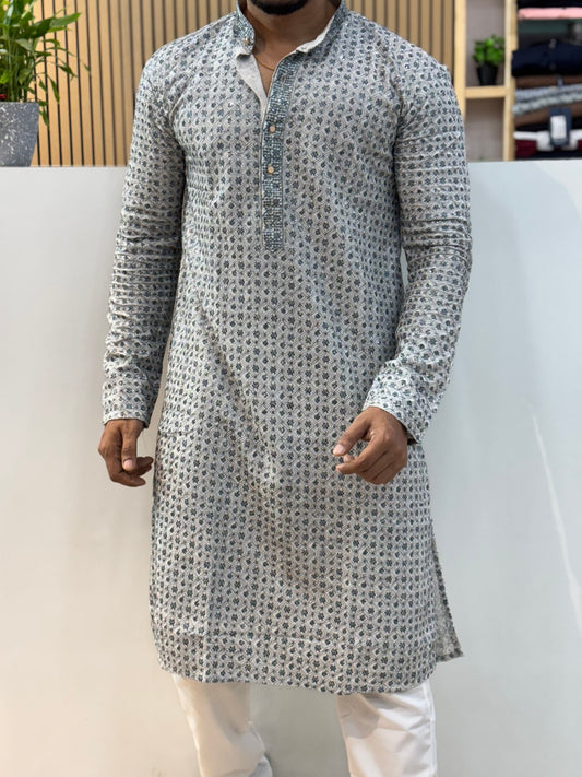 Embroidered and Sequence Kurta Blue