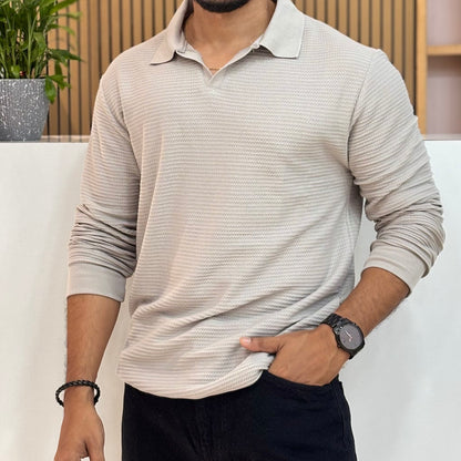 Full Sleeve Grey Polo T-Shirt