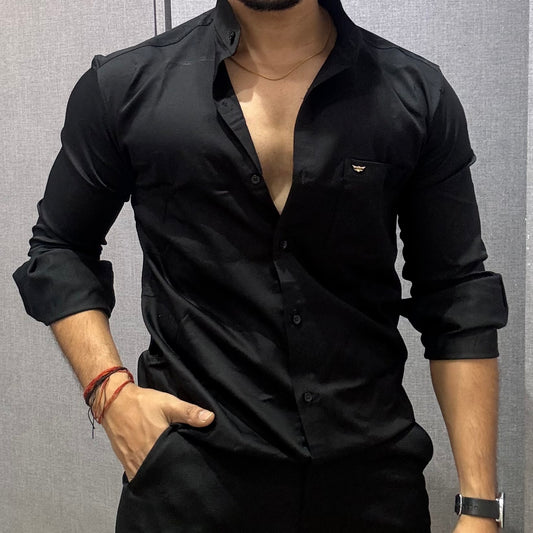 Chinese Collar Black Shirt