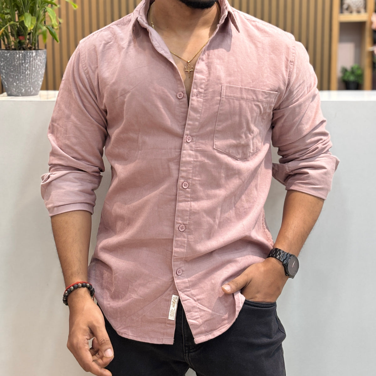 Corduroy Shirt for Men | Dusty Rose