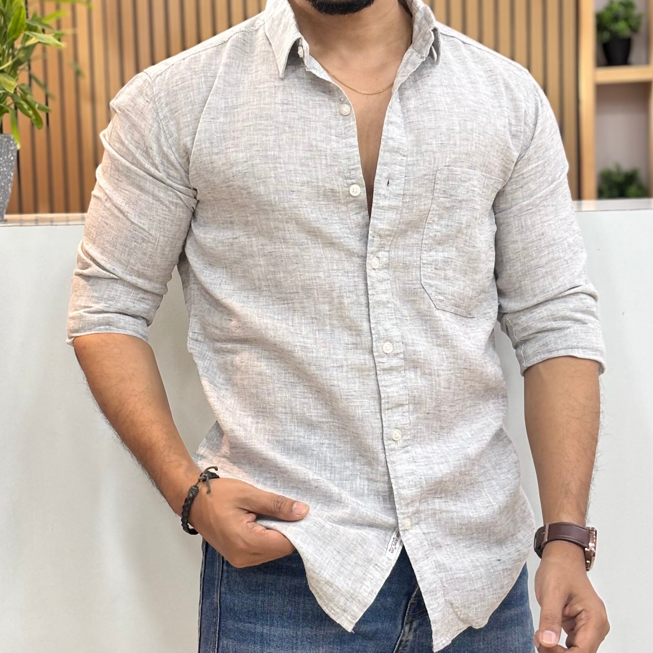 Classic Linen Shirt Grey