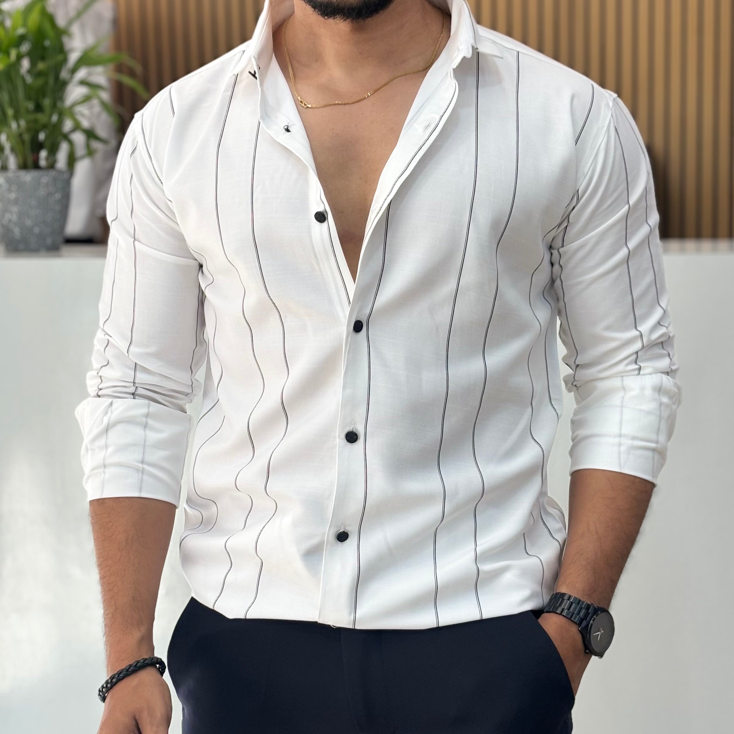 Premium White Stripe Shirt for Men