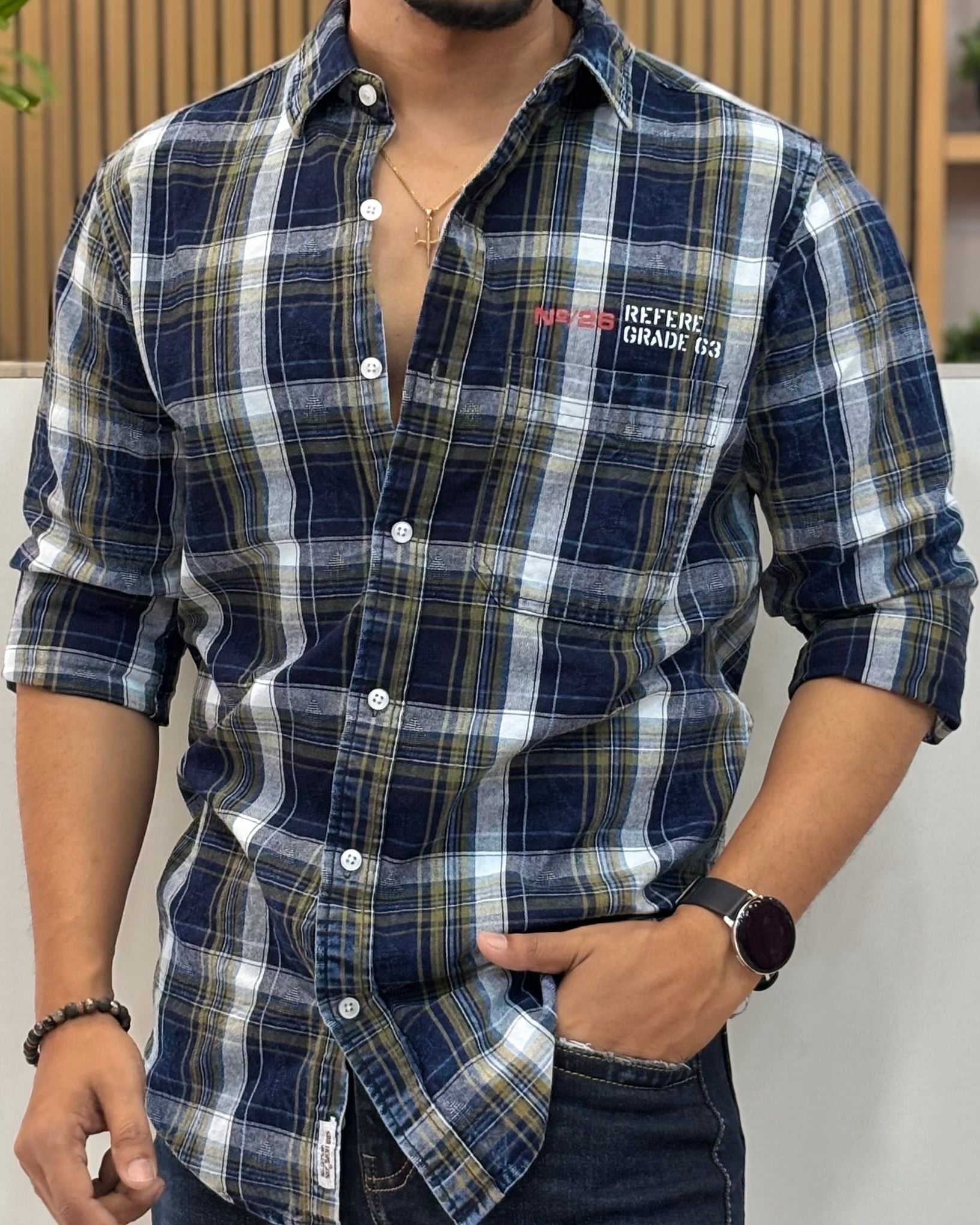 Indigo Olive Check Shirt