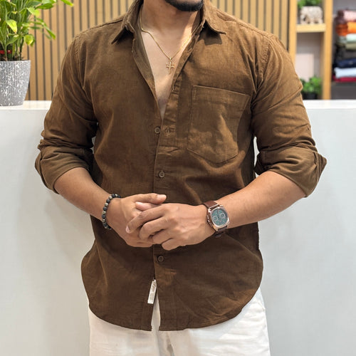Corduroy Shirt for Men | Coffee Brown