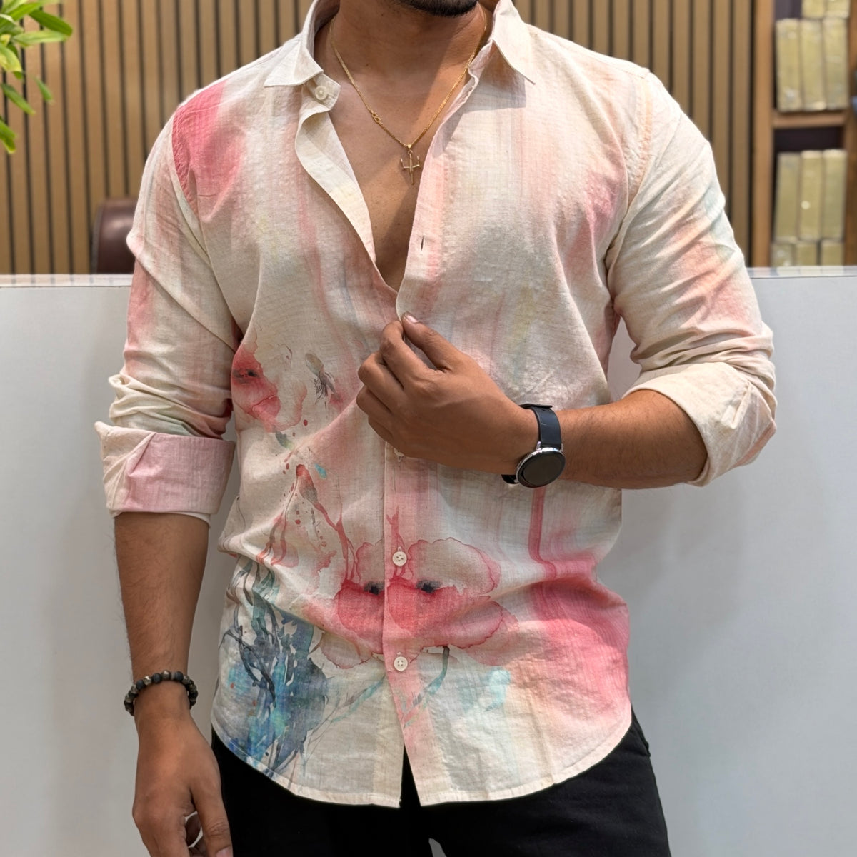 Abstract Watercolor Printed Shirt