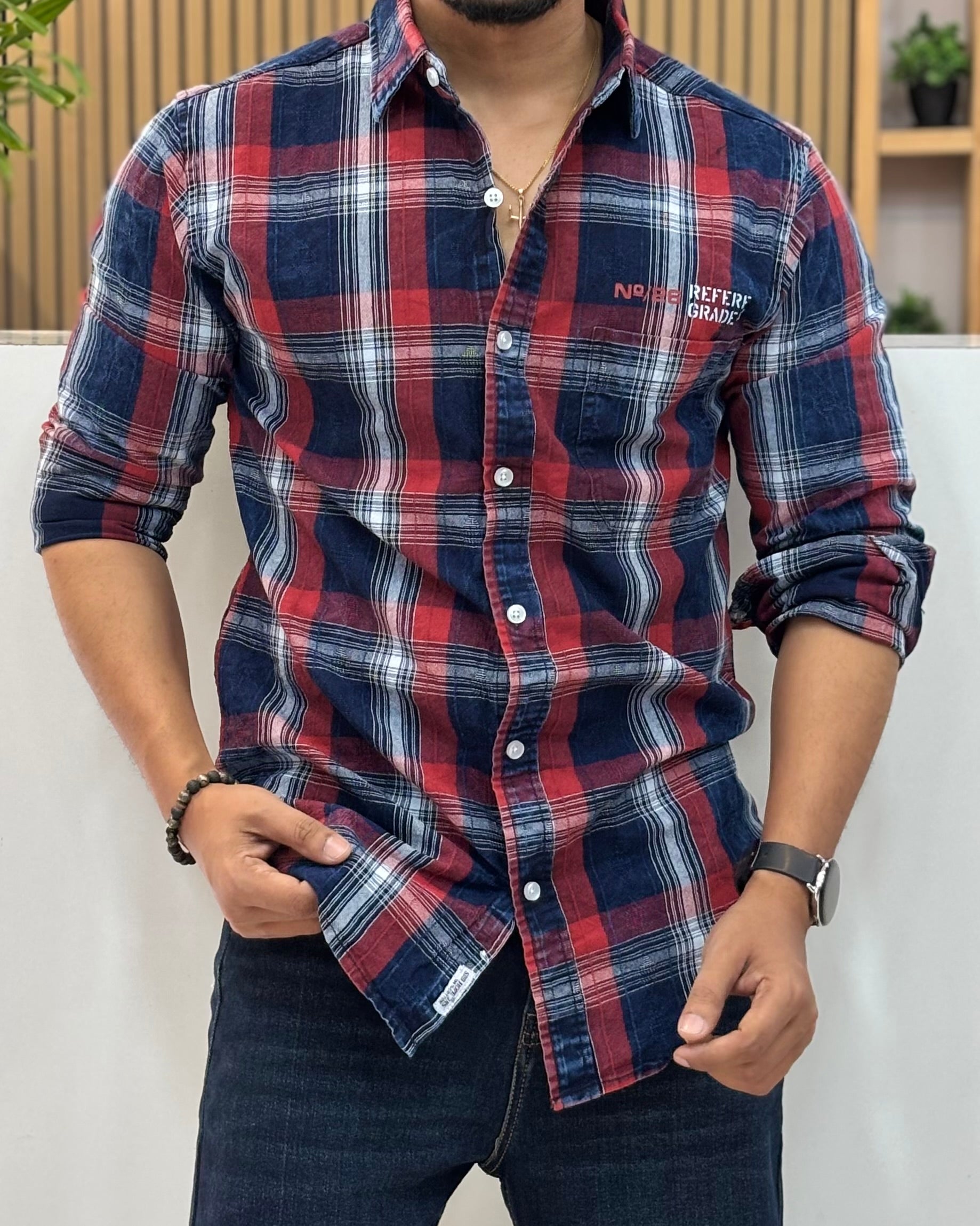 Indigo Red Check Shirt