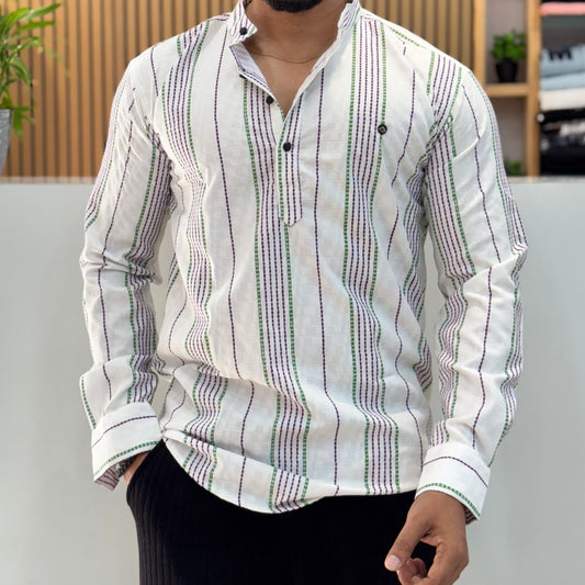 Digital Print Lavender Stripe Short Kurta