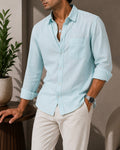 Premium Linen Shirt Sky Blue