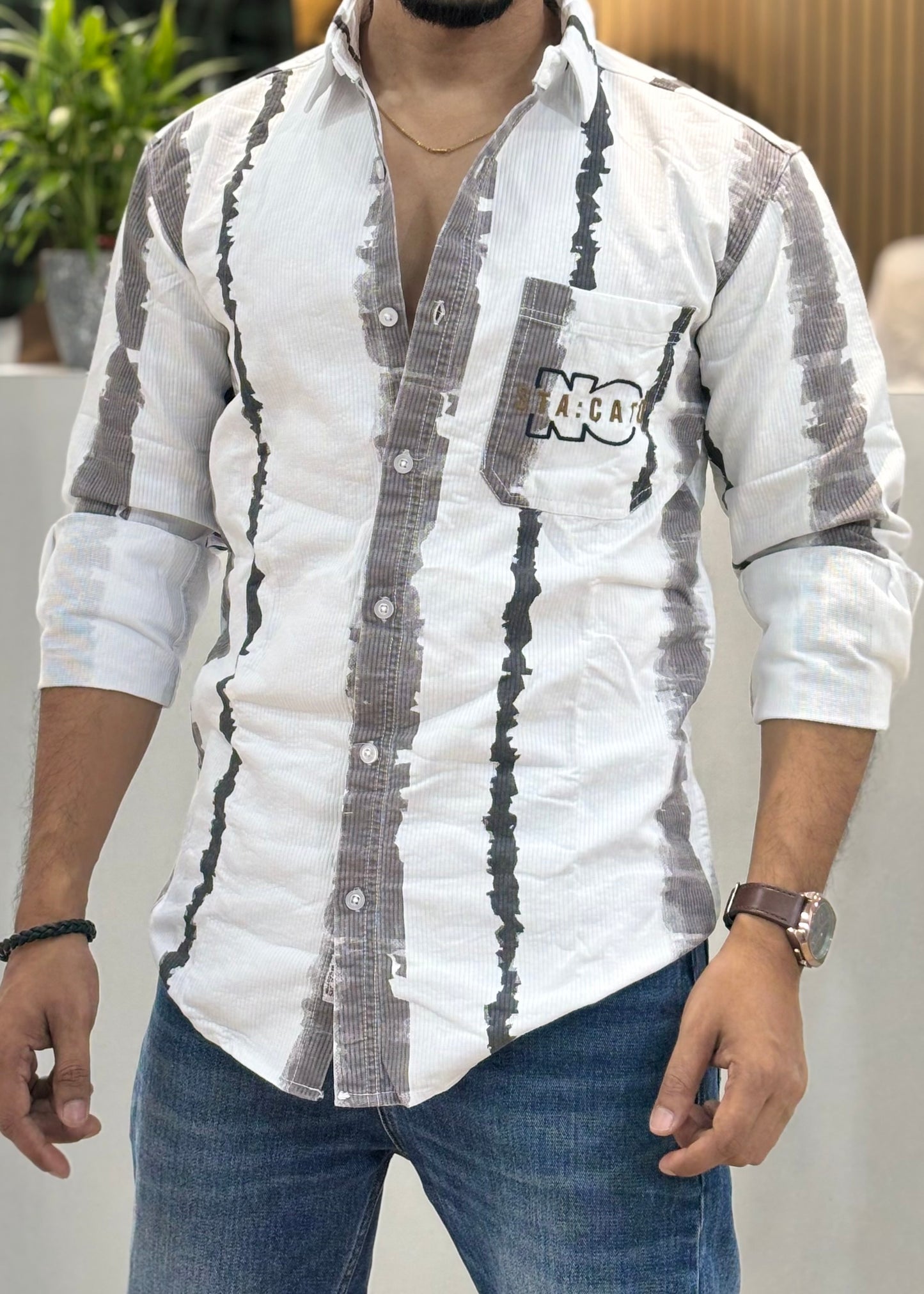 RFD Cord Strips Shirt Grey