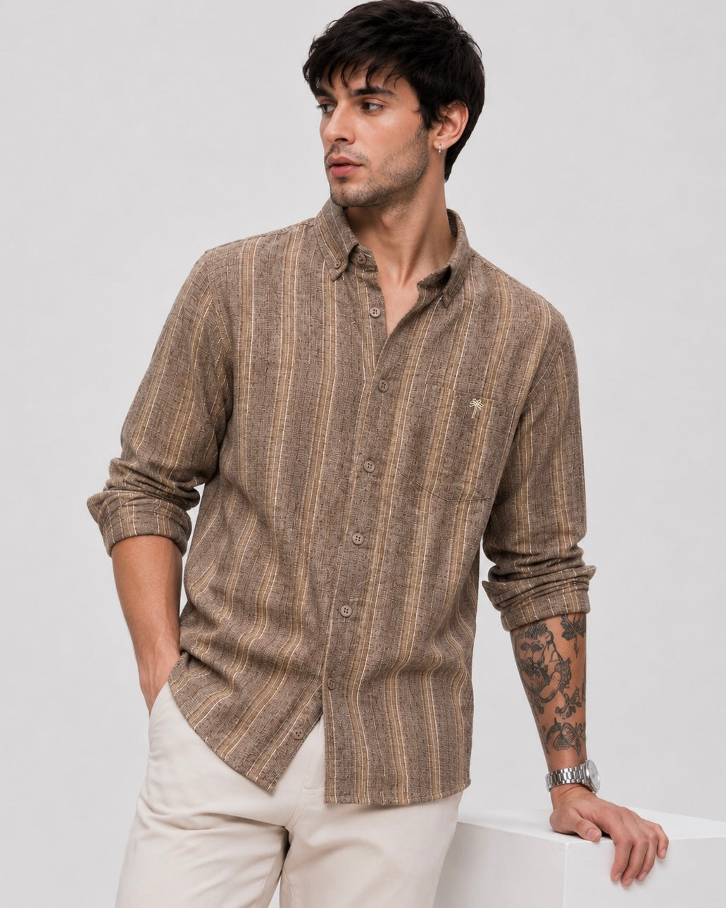 Premium Linen Stripe Shirt for Men