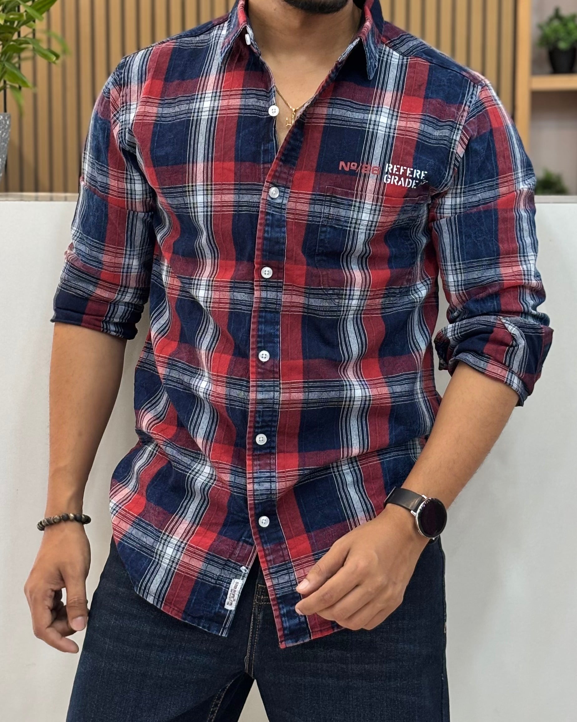 Indigo Red Check Shirt