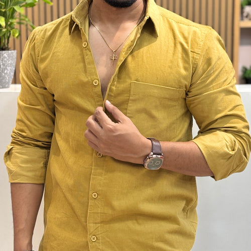 Corduroy Shirt for Men | Mustard Yellow