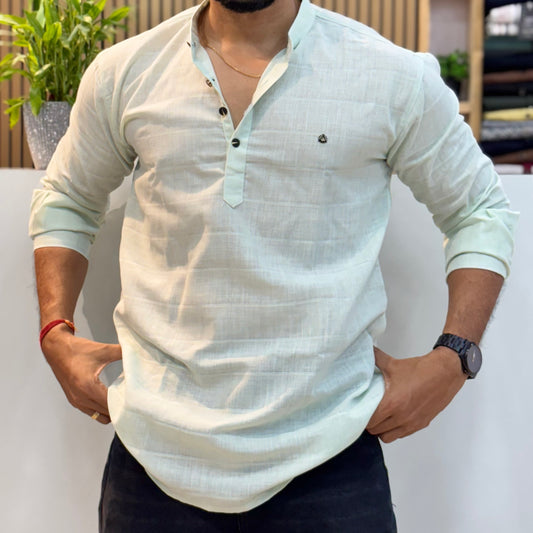 Linen Green Short Kurta