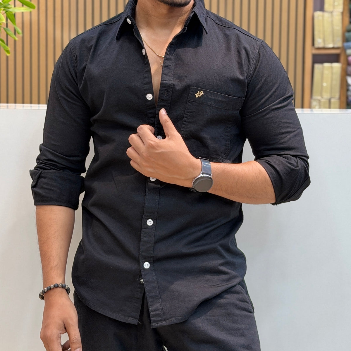 Cotton Casual Shirt - Black