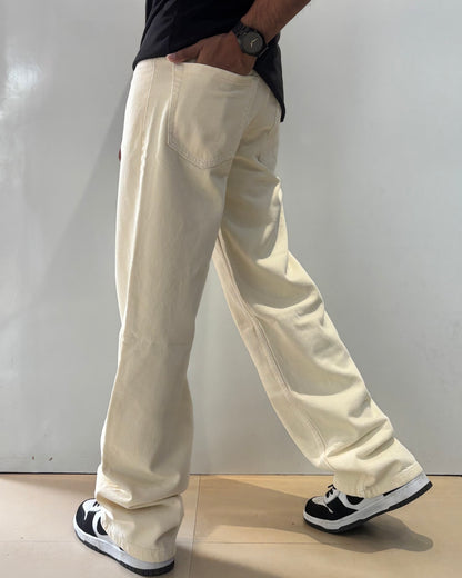 Men's Rich Cream Loose Fit Jeans