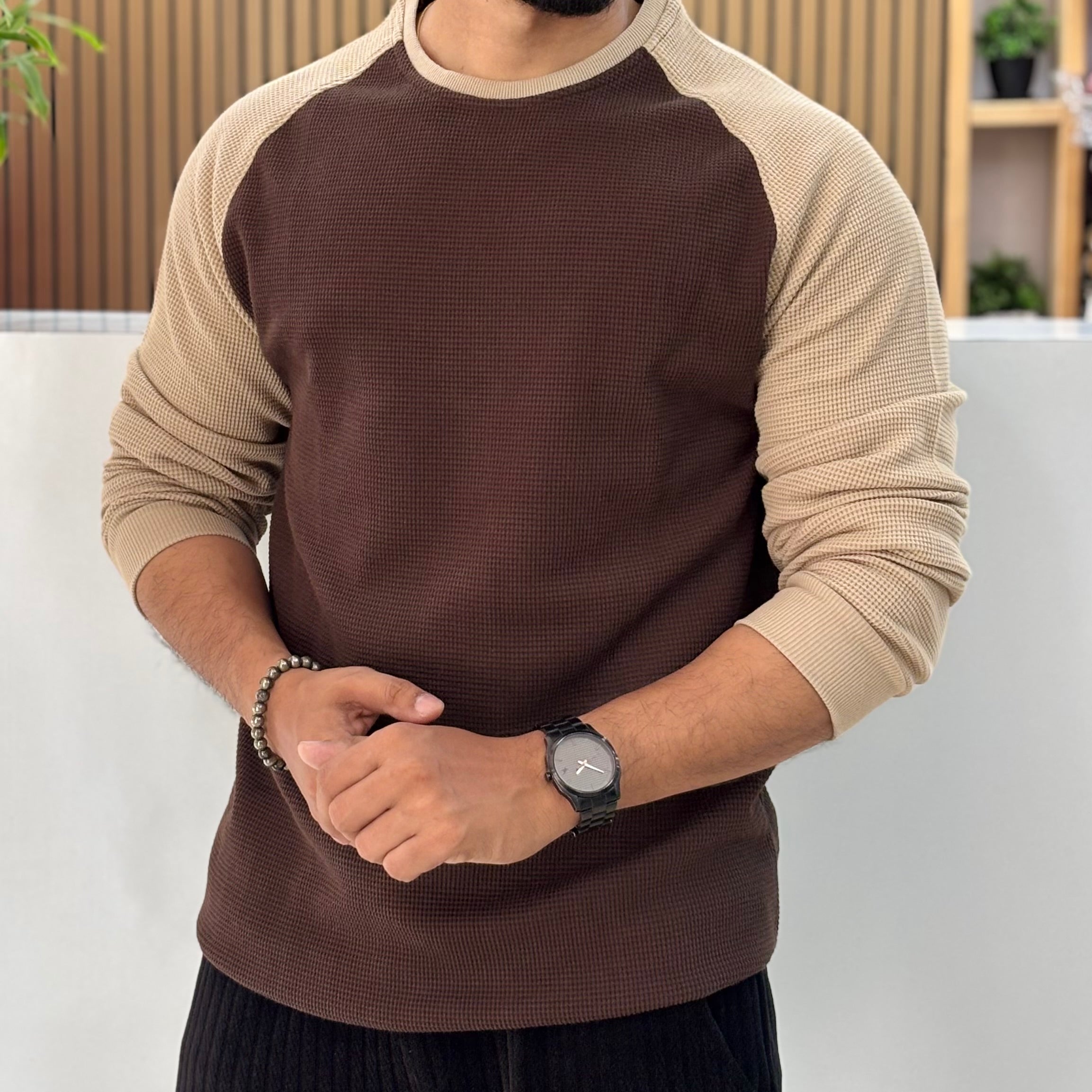 Waffle Raglan Full Sleeve T-Shirt