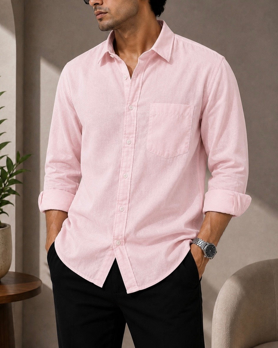 Premium Linen Shirt Light Pink